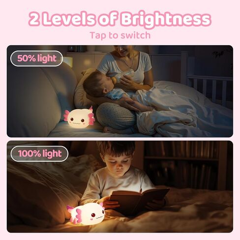 Huggwaii Squishy Axolotl Night Light for Kids ، Silicone Kids Light Light مع 4 ضوضاء بيضاء ، 2025 مصباح Axolotl المصباح القابل لإعادة الشحن in Kuwait