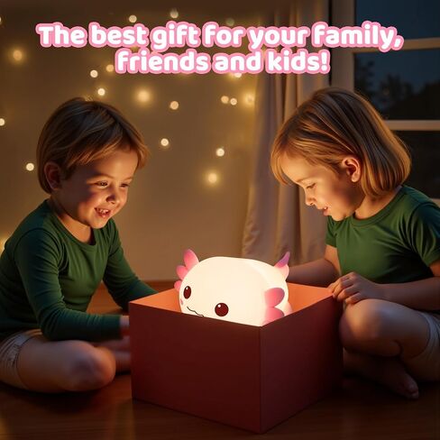 Huggwaii Squishy Axolotl Night Light for Kids ، Silicone Kids Light Light مع 4 ضوضاء بيضاء ، 2025 مصباح Axolotl المصباح القابل لإعادة الشحن in Kuwait
