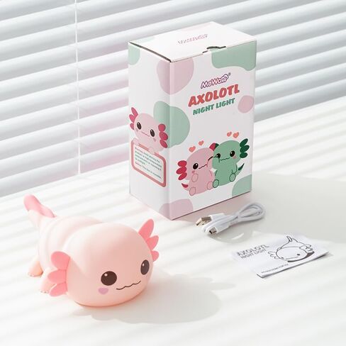Huggwaii Squishy Axolotl Night Light for Kids ، Silicone Kids Light Light مع 4 ضوضاء بيضاء ، 2025 مصباح Axolotl المصباح القابل لإعادة الشحن in Kuwait