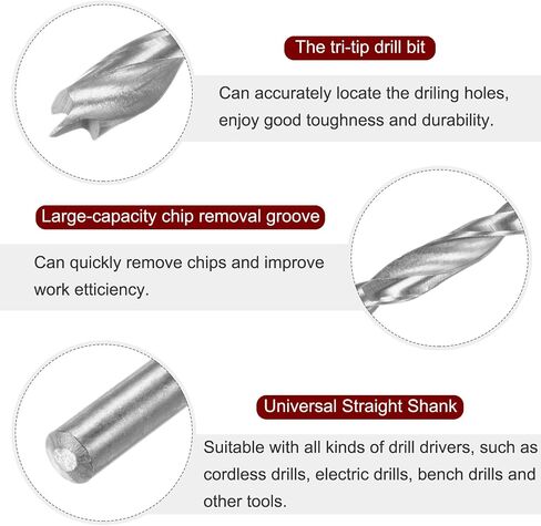 Brad Brad Point Point Drill 8.5mm (21/64 ") ضياء مستقيم مستقيم شانك حفر متري براد بوينت بوينت تويست تويست تويست بيتس للنجارين الخشب المطاط البلاستيكي in Kuwait