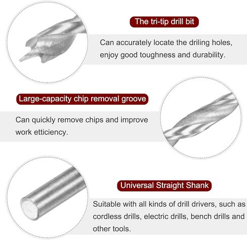 Brad Brad Point Point Drill 8.5mm (21/64 ") ضياء مستقيم مستقيم شانك حفر متري براد بوينت بوينت تويست تويست تويست بيتس للنجارين الخشب المطاط البلاستيكي in Kuwait
