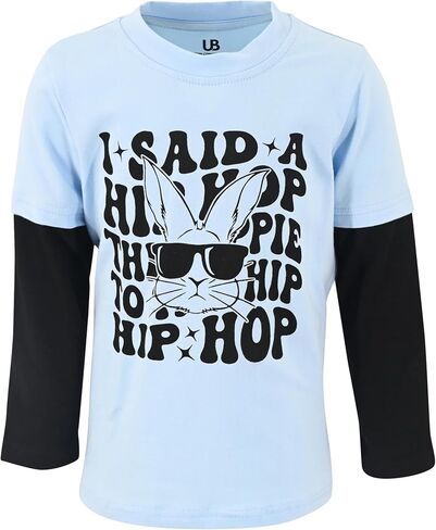 Unique Baby Boys Layered Long Sleeve Kids Toddler Graphic T Shirt in Kuwait