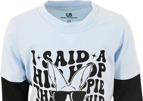 Unique Baby Boys Layered Long Sleeve Kids Toddler Graphic T Shirt in Kuwait
