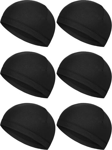 Geyoga 6 Pieces Skull Cap Sweat Wicking Cap Running Hats Helmet Liner for Men and Women Fitting Running Jogging Exercise(White, Grey, Orange, Sapphire Blue, Dark Blue, Black,One Size) in Saudi Arabia
