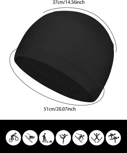 Geyoga 6 Pieces Skull Cap Sweat Wicking Cap Running Hats Helmet Liner for Men and Women Fitting Running Jogging Exercise(White, Grey, Orange, Sapphire Blue, Dark Blue, Black,One Size) in Saudi Arabia