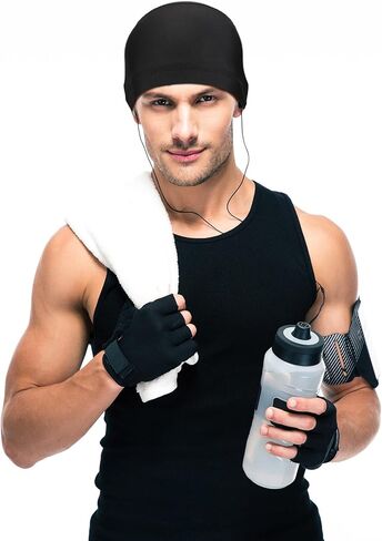 Geyoga 6 Pieces Skull Cap Sweat Wicking Cap Running Hats Helmet Liner for Men and Women Fitting Running Jogging Exercise(White, Grey, Orange, Sapphire Blue, Dark Blue, Black,One Size) in Saudi Arabia