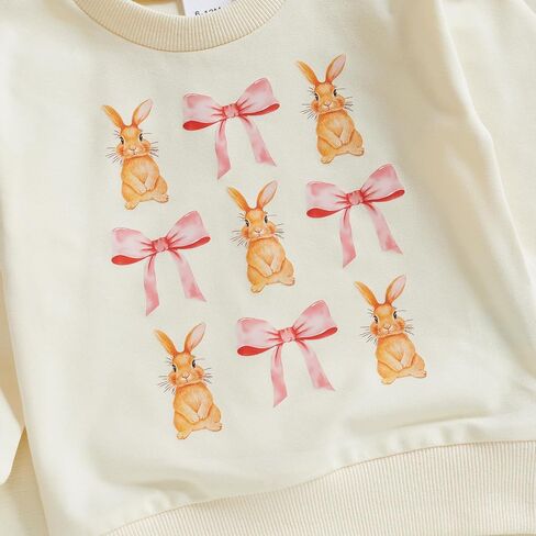 Toddler Baby Girl Boy Easter Outfits Bunny Embroidery Round Neck Long Sleeve Sweatshirt Pullover Top Fall Clothes in Kuwait