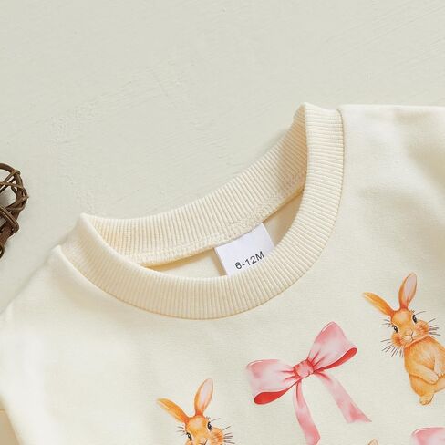 Toddler Baby Girl Boy Easter Outfits Bunny Embroidery Round Neck Long Sleeve Sweatshirt Pullover Top Fall Clothes in Kuwait