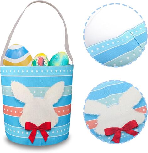 2 Pcs Easter Egg Baskets for Kids, Easter Eggs Hunt Basket for Kids Empty, Pink Bunny Basket Egg Gifts Bags with Rabbit Fluffy Ears for Girls Boys Party Favors in Kuwait