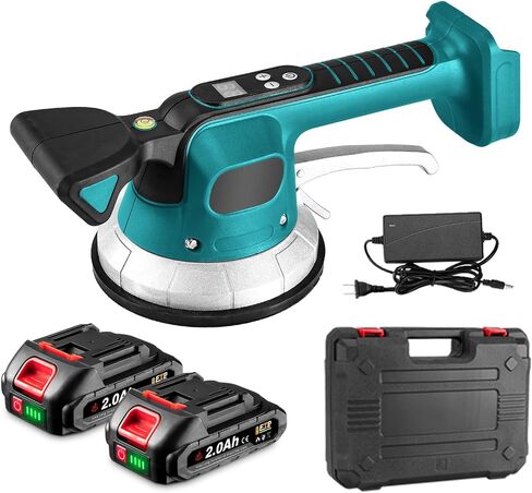 Tile Vibration Tool with 2x2000mAh Battery, Cordless Tile Vibration Leveling Machine with LCD Display, Tile Suction Cup Vibrating Tool, 10 Adjustable Speed in Saudi Arabia