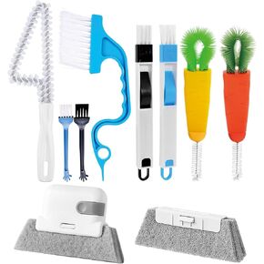 Window Groove Cleaning Brush Tools Set, Hand-held Window Track Cleaner Brushes Tools Set, Bottle Brush, Sill, Tile Lines, Shutter, Keyboard, Small Spaces Clean (10pcs)