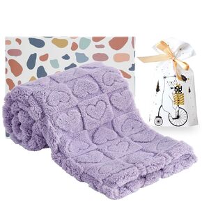 Fleece Baby Blanket for Girls Boys, Soft Cozy Fluffy Heart Checkered Blanket, Warm Receiving Blankets for Newborn Infant Toddler, Perfect for Crib Stroller 40"x30" (Light Pink)