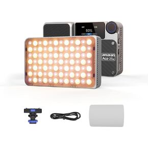 AMARAN ACE 25X VIDEO LIGHT ، 25W BI-COLOR ON CAMERA LED RESERGELISE LED LID CT CCT 2700K-6500K ، التحكم في التطبيق ، 10 تأثيرات الضوء ، الدعم الجاذبية المغناطيسية ، ل VLOG/VIOLY (SILVER)
