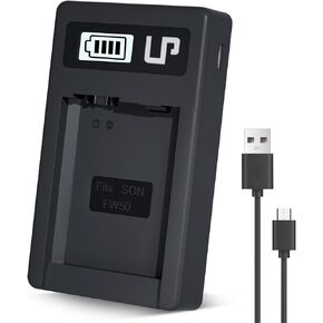 NP-FW50 Battery Charger, LP Charger Compatible with Sony Alpha A6000, A6400, A6100, A6300, A6500, A5100, A7, A7 II, A7R, A7R II, A7R2, A7S, A7S II, A7S2, A5000, A3000, A55, RX10, NEX-3/5/7 Series