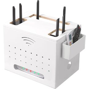 Catekro WiFi Cabinet to Hide Router and Modem, WiFi Router Storage Box, Router Cover Decorative Box to Hide WiFi, Organized Power Strip Cable Management Hider Rack (White)