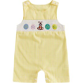 Baby Boy Easter Outfit Sleeveless Shorts Jumpsuit Romper Newborn Infant One Piece Clothes 0 3 6 9 12 18 Months