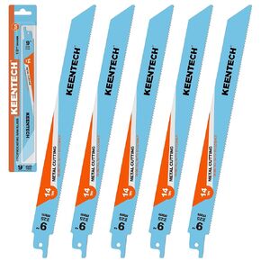 KEENTECH Metal Cutting Sawzall Blade, 9 Inch 14TPI, M42 Bi-Metal Reciprocating Saw Blade with 8% Cobalt for Sheet Metal, Metal Pipe, Steel, Saw Blade for Medium to Thick Metal Cutting 5 Pack