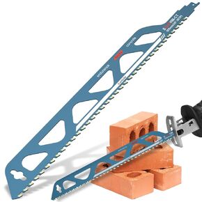 Concrete Saw Masonry Reciprocating Saw Blade, Tungsten Carbide Teeth Tipped Brick Cutting Recip Saw Blade, Demolition Saw Blade for Cutting Aerated Concrete and Hollow Brick (10-Inch-15TPI)