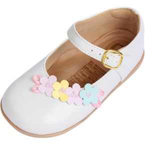 Baby Mary Jane Shoes - Toddler Girl White Dress Shoes - Leather Little Girl Mary Janes - Ballet Flats for Girls Party, Baptism, Birthday and Wedding