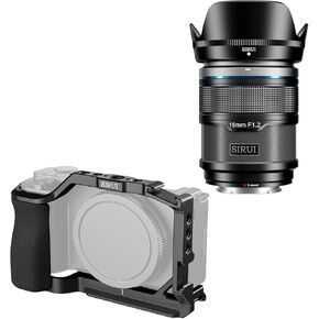 Sirui Sniper 16mm تركيز العدسة ، وقفص الكاميرا ZV-E10 مع حزمة قبضة السيليكون