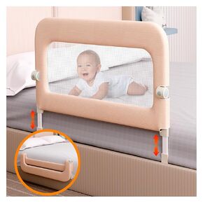 Bed Guard Side Rail for Toddlers - 46" Foldable & Adjustable Heights Baby Bed Safety Rails - Long Toddler Bed Railing Guard for Crib, Twin, Bunk, Full Size, Queen, King Bed