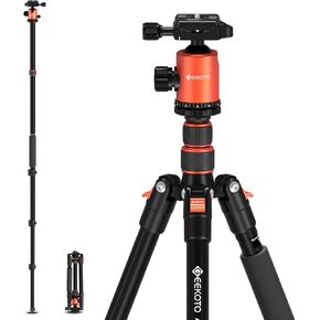Geekoto 73 بوصة ترايبود ترايبود - ترايبود DSLR خفيفة الوزن مع لوحة إطلاق الكرة 360 درجة ودعم ما يصل إلى 33.07 رطلا ، محمولة للسفر والتصوير في الهواء الطلق