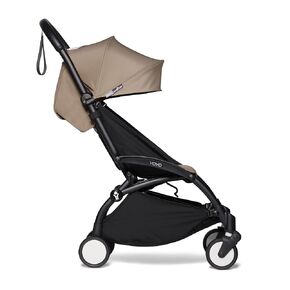 Babyzen YOYO2 Stroller - Black Frame with Taupe Seat Cushion & Canopy