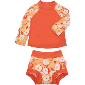 ALVABABY Long Sleeve Rashguards with Swim Diaper,Baby/Toddler Swimwear Sets,Girl/Boy Swimsuit 2 Piece Bathing Suit 12M-3T