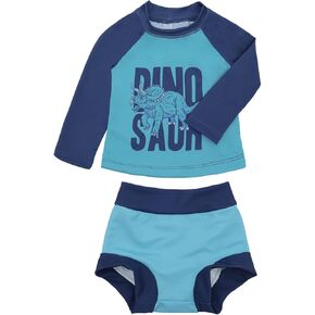 alvababy Long Sleeve Rashguards مع حفاضات السباحة ، مجموعات ملابس الأطفال/طفل صغير ، فتاة/صبي ملابس 2 قطعة بدلة السباحة 12M-3T
