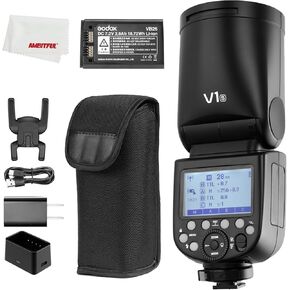 Godox V1 V1S V1 S V1-S Sony Flash, 76Ws 2.4G TTL Round Head Flash Speedlight, 1.5 sec Recycle Time,1/8000 HSS, 480 Full Power Shots, 2980mAh Lithimu Battery (USA Version)