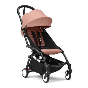 Stokke YOYO3 Stroller from 6 Months - Includes Black Frame/Stone Seat Cushion + Canopy - Folds in & Out in a Flash - Light & Compact - Carry-On Compatible
