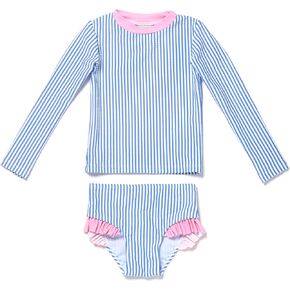 Coast & Crest Long Sleeve Rash Guard 2 Piece Swimsuit Set