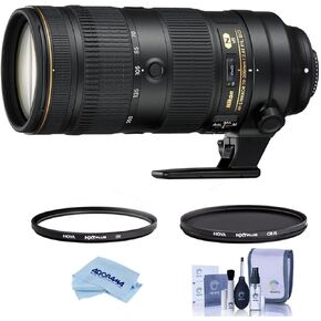 Nikon AF-S NIKKOR 70-200mm f/2.8E FL ED VR Lens - Bundle with Hoya NXT Plus 77mm 10-Layer HMC UV Filter, Hoya 77mm NXT Circular Polarizer Filter, Cleaning Kit, Microfiber Cloth