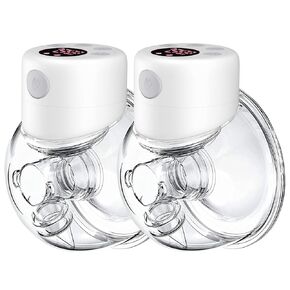 Breast Pump, Wearable Breast Pump, Hands Free Breast Pump, Electric Breast Pump 2 Mode & 9 Levels, 24mm Flange, 2 Pack