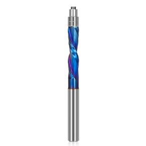 Downcut Spiral Flush Trim Router Bit 1/4 Shank, Solid Carbide Flush Trim Router Bits Spiral with Nano Coated, for Woodworking Trimming