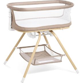 ANGELBLISS 3 in 1 Baby Bassinet, Rocking Bassinets Bedside Sleeper with Calming Motion, Portable Nest for Newborn Infant, Breathable Mesh (Grey)