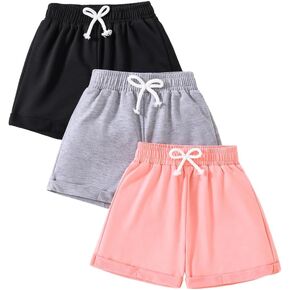 3 Pack Toddler Girl Shorts,Solid Athletic Shorts for Toddler Girls Size 3T 4T 5T 6T 7T