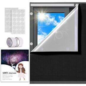 Portable Blackout Curtains 98" x 57", 100% Blackout Material Window Cover Shades, No Drill Blackout Blinds for Baby Nursery, Bedroom, Travel-Friendly, Cut to Any Size - Black