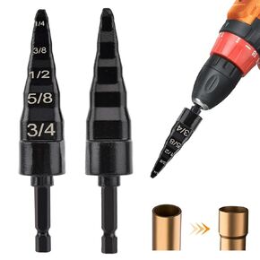 2 PCS أداة إصلاح HVAC ، بتات أدوات الحفر ، مركبة أنبوب Swage 5 في 1 مكيف الهواء نحاس أنبوب النحاس أداة تدوير مجموعة أنابيب النحاس مع 1/4 ، 3/8 ، 1/2 ، 5/8 ، 3/4 بت