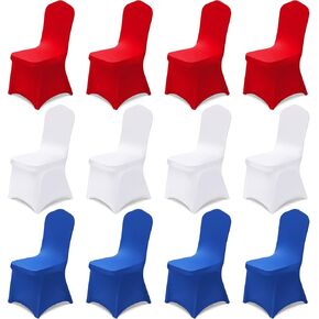 Oudain 12 Pcs Halloween Folding Chair Covers Orange Black Universal Spandex Chair Slipcovers Washable Removable Stretch Chair Protector Covers for Halloween Party Decoration