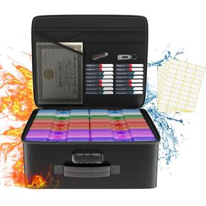 Tamfile Fireproof Safe Photo Storage Box with 18 Inner 4" x 6" Photo Cases,Archival Photo Storage Boxes (Multicolour)