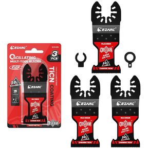 EZARC Obsidian Carbide Oscillating Saw Blades, Multi Tool Blades Quick Release for Hard Metal, Nails, Bolts and Screws, 3-Pack