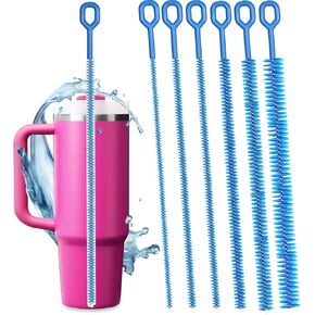 Water Bottle Drying Rack - Food Grade Silicone Double Cup Dryer Rack with 4-in-1 Bottle Brush and Silicone Cleaner Brush(Pink Blue)