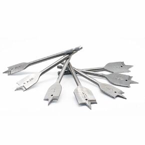 13 Piece Spade Drill Bit Set, 1/4" to 1-1/2", 45# Carbon Steel Paddle Flat Bits with Quick Change Hex Shank for Woodworking & Plastic Hole Cutter