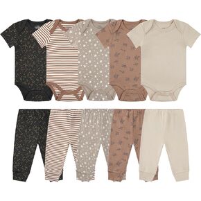 Baby Newborn Layette 10-Piece Sets Cotton Bodysuits Pants Sets for Baby Boys Girls Toddler Unisex Baby Gift Set
