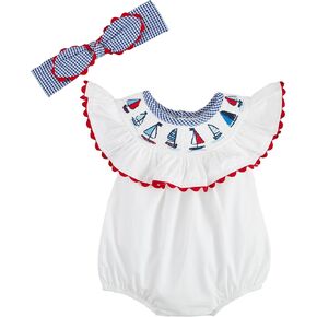 Mud Pie baby-boys Children's Smocked Sailboat Bubble