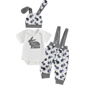 My First 4th of July Baby Boy Outfit Newbon Infant 1st Fourth July Romper+Overall Pants+Hats 3Pcs Boy Flag Clothes