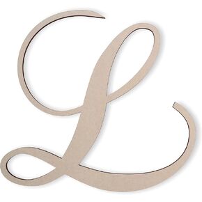 Wooden Letters by Jess and Jessica | Wooden Letters for Wall Decor | Wooden Letters to Decorate Wall | Cursive Wooden Letters | Laser Cut Wood Letters Decor for DIY | 10" Long x 1/4" Thick - Letter L