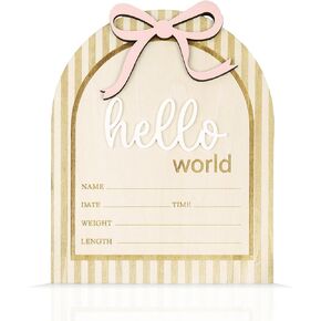 Wooden Baby Announcement Sign Butterfly Hello World Newborn Welcome Sign Birth Name Plaques for Photo Props Baby Shower Hospital Nursery (Butterfly1)