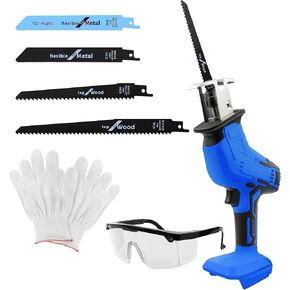 Reciprocating Saw Compatible with 18V Battery,Cordless Reciprocating Saw,0-3500SPM Variable Speed, 4 Saw Blades/Protective Glasses/Mitten Kit for Wood/Metal/PVC Cutting（Battery not included）